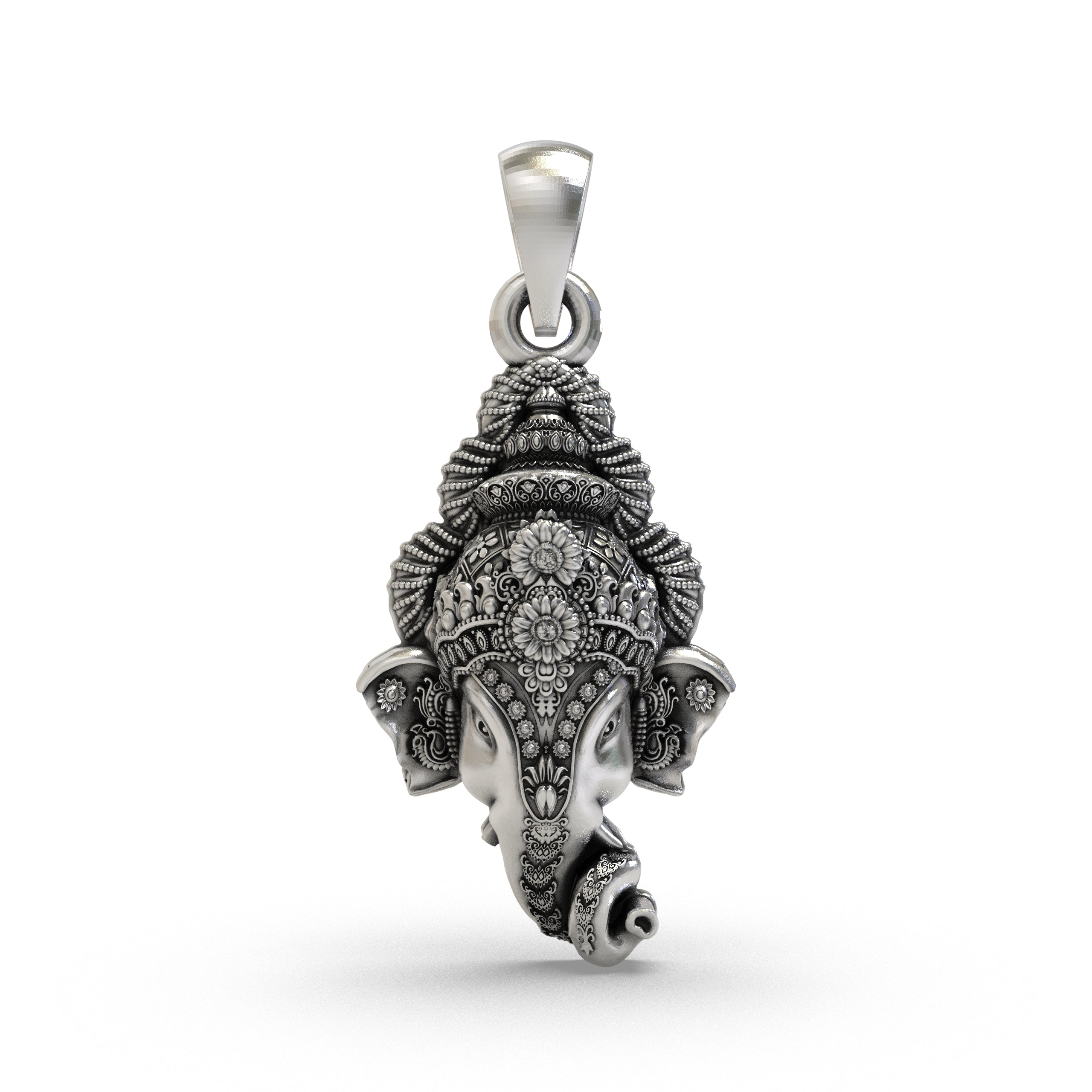 925 Silver Ganesh Face Pendant