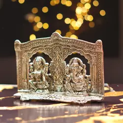 Silver Plated Lakshmi Ganesh Idol 6 inch