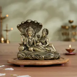 Brass Vishnu Lakshmi on Ananta-Sajya (5.5 Inch)