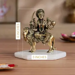 Brass 8 Armed Maa Durga Idol Sitting on Lion