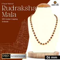 5 Mukhi Golden Capping Natural Rudraksha Mala 