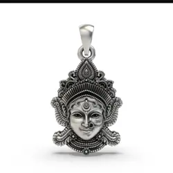 925 sterling silver Lakshmi pendant — handcrafted temple jewellery, goddess Laxmi locket India