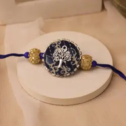 Tree Of Life Indigo Fabric Rakhi