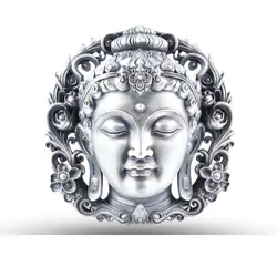 SILVER GOD BUDDHA FACE BROOCH
