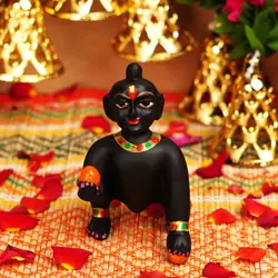 Black Resin Laddu Gopal Idol 5.5 Inch