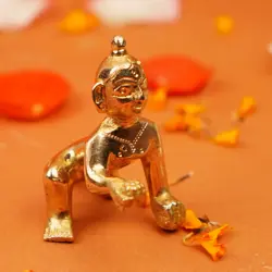 Premium Brass Laddu Gopal Idol | 150 Grams, 2.7 Inch Height (Size 1)